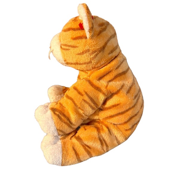 TY Pluffies PURRZ the Cat Orange Stripe Tiger Plush Stuffed Beanie 2003 Baby 10” - Picture 2 of 5